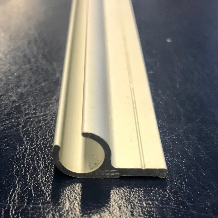 Awning Rail 3 Metre R Rail - showing side view on silver rail on a blue background