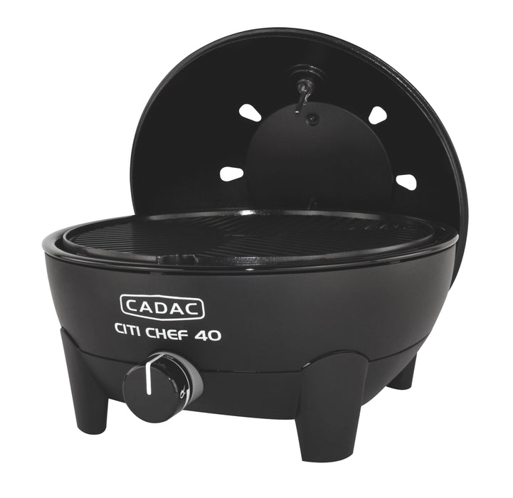 Cadac Citi Chef 40 Black - Urban & Camping Gas BBQ feature image angled view of bbq