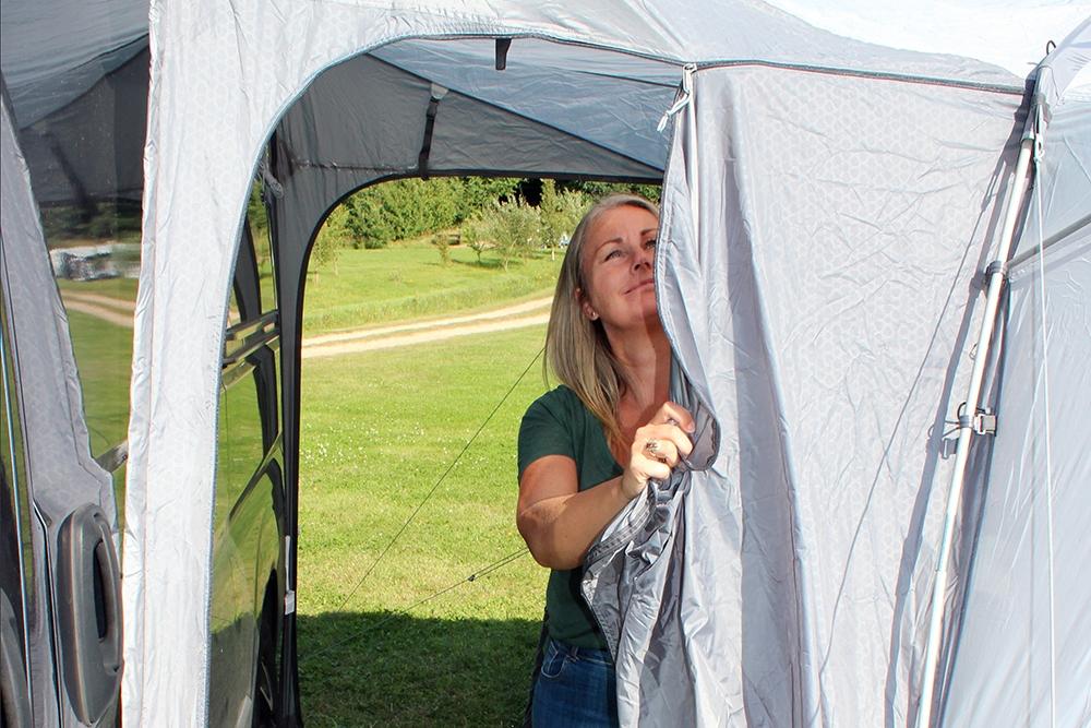 Outdoor Revolution Cayman (F/G) Drive Away Awning Low entrance to corridor between drive away and van - twin doors