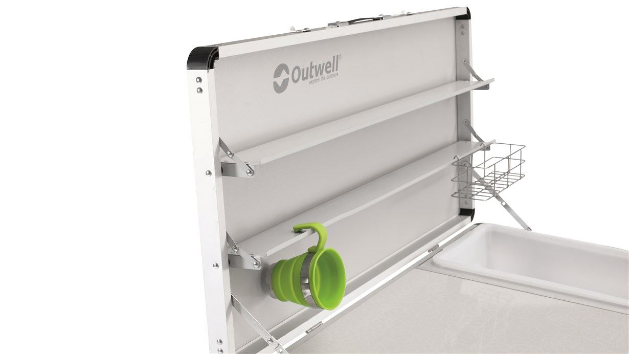 Outwell Drayton Kitchen above sink folding shelves