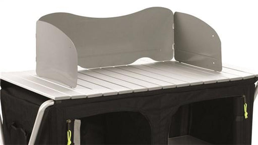 Outwell Windshield - Feature photo on top of kitchen stand. 