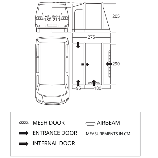 Vango Faros III Air Inflatable Drive Away Awning Cloud Grey - Low floorplan image