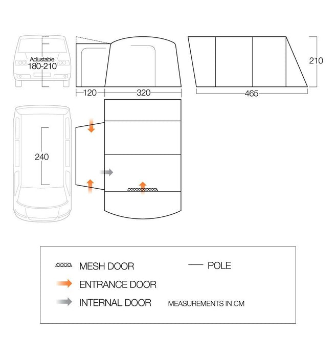 Vango Galli Drive Away Awning - Low  - Floorplan