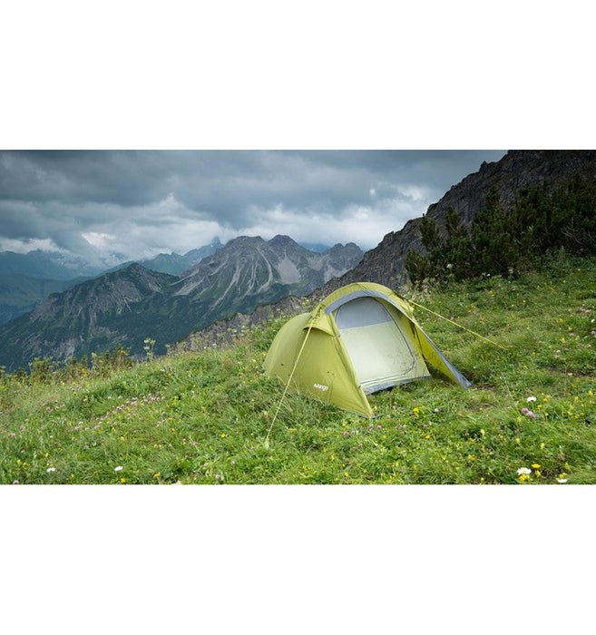 Vango Soul 200 Treetops- 2 Berth Tent lifestyle image of pitched tent in mountains 