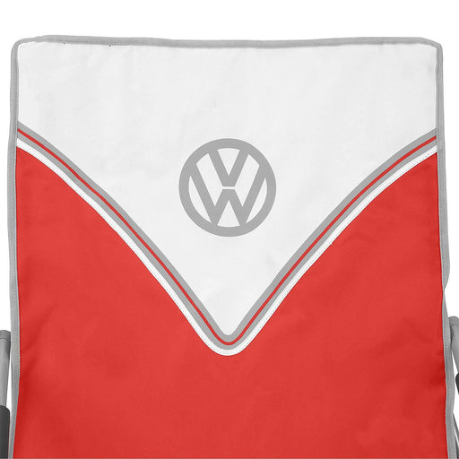 Volkswagen / VW Low Beach Folding Camping Chair - Red logo up close